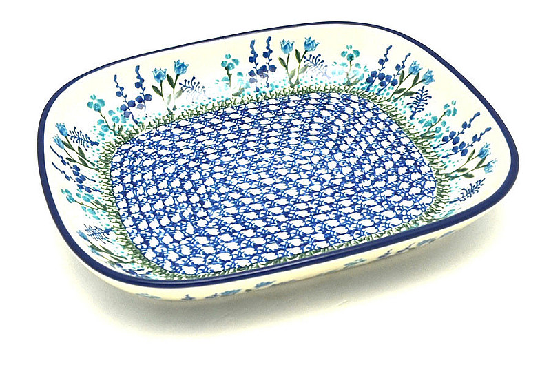 1 1/2"H x 7 3/8"W x 8 7/8"L
 Polish Pottery Baker - Shallow Rectangular - Small - Little Gems 159-2898a (1 1/2"H x 7 3/8"W x 8 7/8"L
)