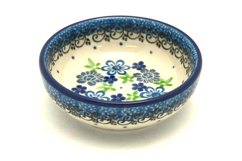 1 1/4"H x 3 1/2"W
 Polish Pottery Dish - Round Food Prep - Flower Works B88-2633a (1 1/4"H x 3 1/2"W
)
