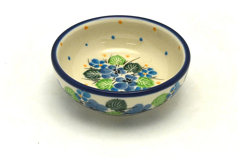 1 1/4"H x 3 1/2"W
 Polish Pottery Dish - Round Food Prep - Spring Viola B88-2339a (1 1/4"H x 3 1/2"W
)