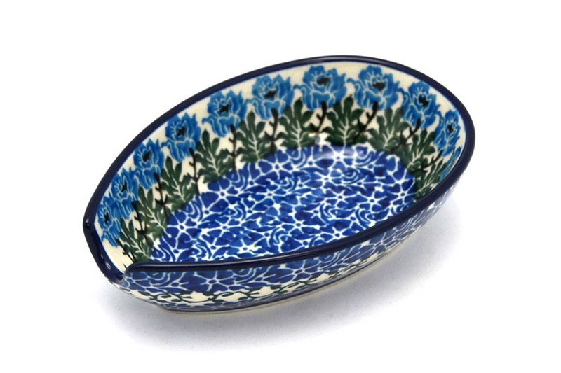 1 1/4"H x 3 1/4"W x 4 7/8"L
 Polish Pottery Spoon Rest - Antique Rose 381-1390a (1 1/4"H x 3 1/4"W x 4 7/8"L
)