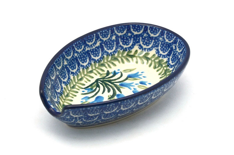 1 1/4"H x 3 1/4"W x 4 7/8"L
 Polish Pottery Spoon Rest - Blue Bells 381-1432a (1 1/4"H x 3 1/4"W x 4 7/8"L
)