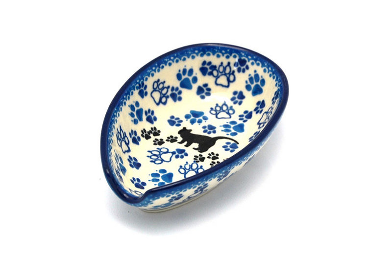 1 1/4"H x 3 1/4"W x 4 7/8"L
 Polish Pottery Spoon Rest - Boo Boo Kitty 381-1771a (1 1/4"H x 3 1/4"W x 4 7/8"L
)