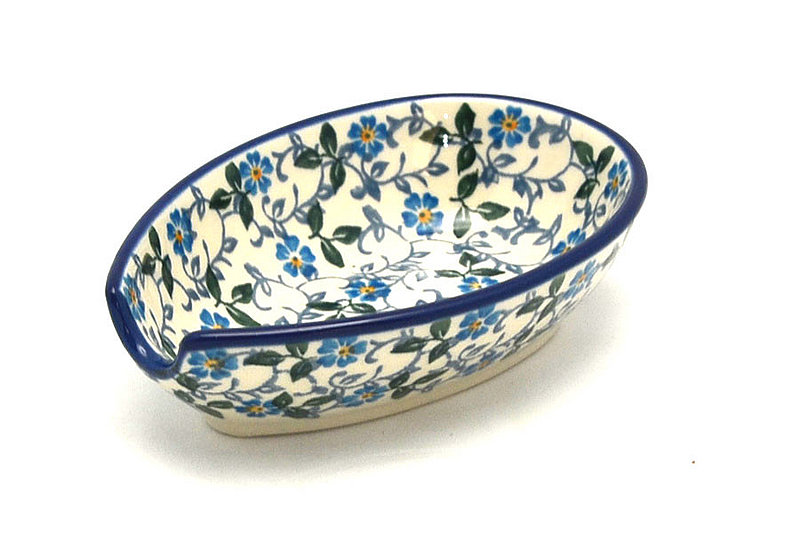 1 1/4"H x 3 1/4"W x 4 7/8"L
 Polish Pottery Spoon Rest - Forget-Me-Knot 381-2089a (1 1/4"H x 3 1/4"W x 4 7/8"L
)