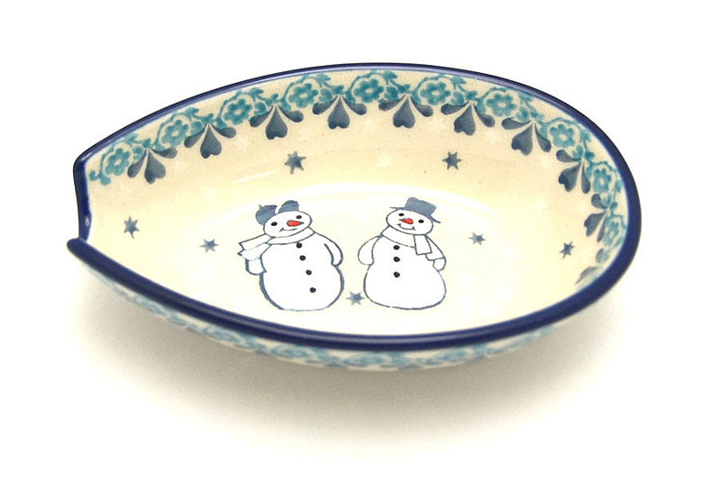 1 1/4"H x 3 1/4"W x 4 7/8"L
 Polish Pottery Spoon Rest - Frost & Flurry 381-2793a (1 1/4"H x 3 1/4"W x 4 7/8"L
)