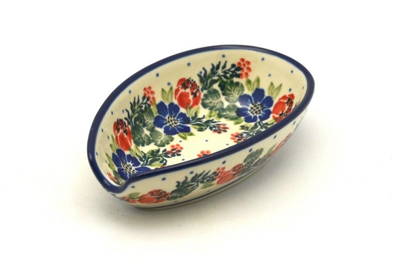 1 1/4"H x 3 1/4"W x 4 7/8"L
 Polish Pottery Spoon Rest - Garden Party 381-1535a (1 1/4"H x 3 1/4"W x 4 7/8"L
)