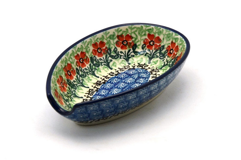 1 1/4"H x 3 1/4"W x 4 7/8"L
 Polish Pottery Spoon Rest - Maraschino 381-1916a (1 1/4"H x 3 1/4"W x 4 7/8"L
)