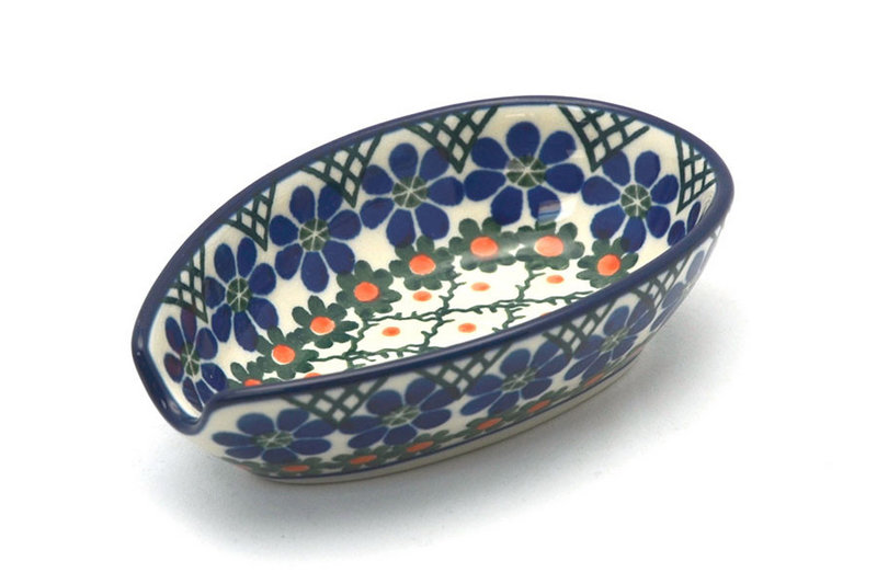 1 1/4"H x 3 1/4"W x 4 7/8"L
 Polish Pottery Spoon Rest - Primrose 381-854a (1 1/4"H x 3 1/4"W x 4 7/8"L
)