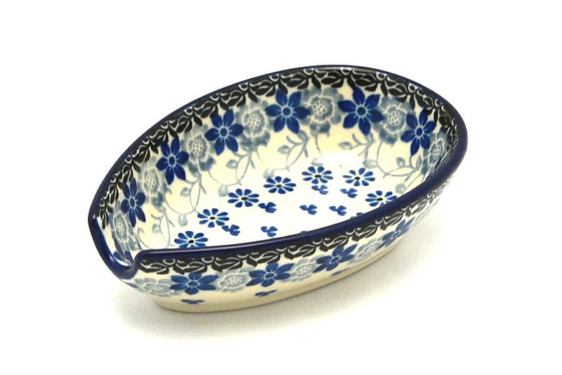 1 1/4"H x 3 1/4"W x 4 7/8"L
 Polish Pottery Spoon Rest - Silver Lace 381-2158a (1 1/4"H x 3 1/4"W x 4 7/8"L
)