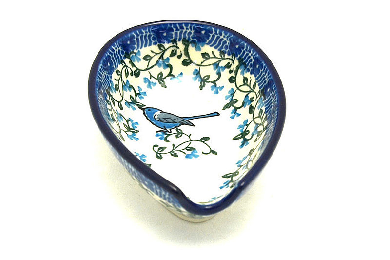1 1/4"H x 3 1/4"W x 4 7/8"L
 Polish Pottery Spoon Rest - Song Bird 381-1932a (1 1/4"H x 3 1/4"W x 4 7/8"L
)