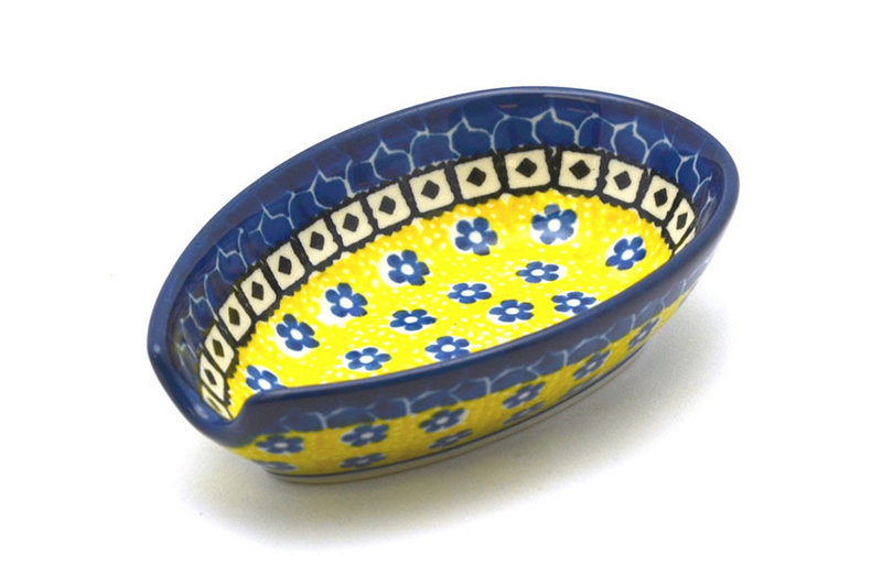 1 1/4"H x 3 1/4"W x 4 7/8"L
 Polish Pottery Spoon Rest - Sunburst 381-859a (1 1/4"H x 3 1/4"W x 4 7/8"L
)