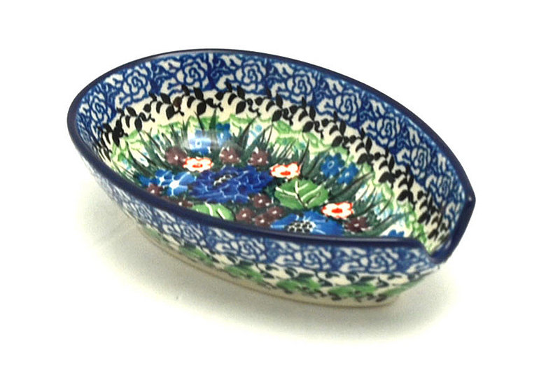 1 1/4"H x 3 1/4"W x 4 7/8"L
 Polish Pottery Spoon Rest - Unikat Signature - U4572 381-U4572 (1 1/4"H x 3 1/4"W x 4 7/8"L
)