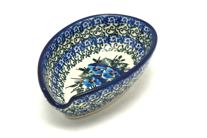 1 1/4"H x 3 1/4"W x 4 7/8"L
 Polish Pottery Spoon Rest - Winter Viola 381-2273a (1 1/4"H x 3 1/4"W x 4 7/8"L
)