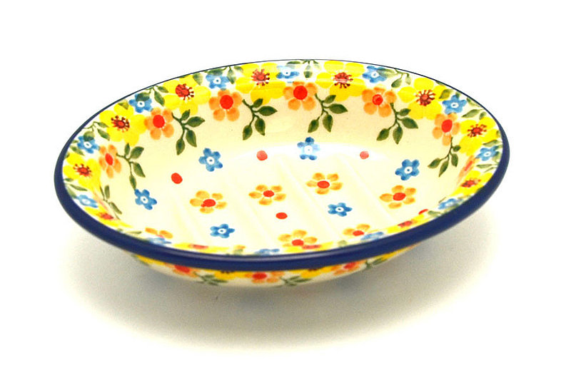 1 1/4"H x 4 1/4"W x 5 1/2"L
 Polish Pottery Soap Dish - Buttercup 510-2225a (1 1/4"H x 4 1/4"W x 5 1/2"L
)