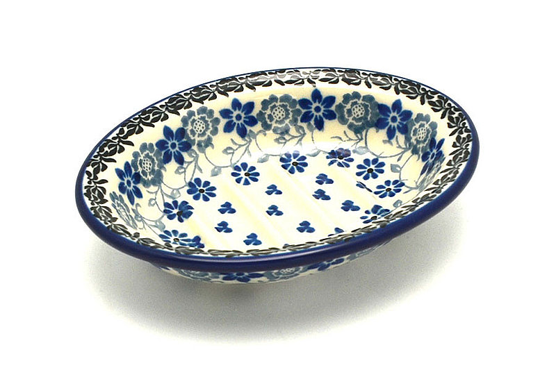 1 1/4"H x 4 1/4"W x 5 1/2"L
 Polish Pottery Soap Dish - Silver Lace 510-2158a (1 1/4"H x 4 1/4"W x 5 1/2"L
)