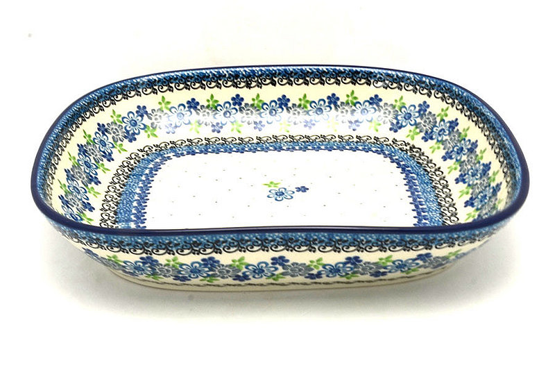 1 1/4"H x 8 3/4"W x 10 1/4"L
 Polish Pottery Baker - Shallow Rectangular - Medium - Flower Works 158-2633a (1 1/4"H x 8 3/4"W x 10 1/4"L
)