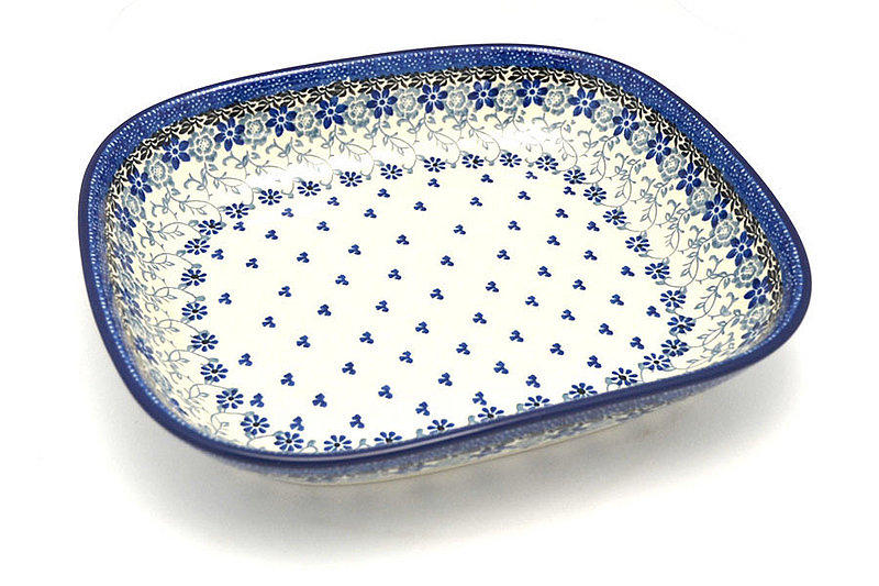 1 1/4"H x 8 3/4"W x 10 1/4"L
 Polish Pottery Baker - Shallow Rectangular - Medium - Silver Lace 158-2158a (1 1/4"H x 8 3/4"W x 10 1/4"L
)