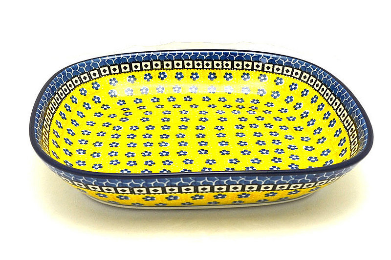 1 1/4"H x 8 3/4"W x 10 1/4"L
 Polish Pottery Baker - Shallow Rectangular - Medium - Sunburst 158-859a (1 1/4"H x 8 3/4"W x 10 1/4"L
)