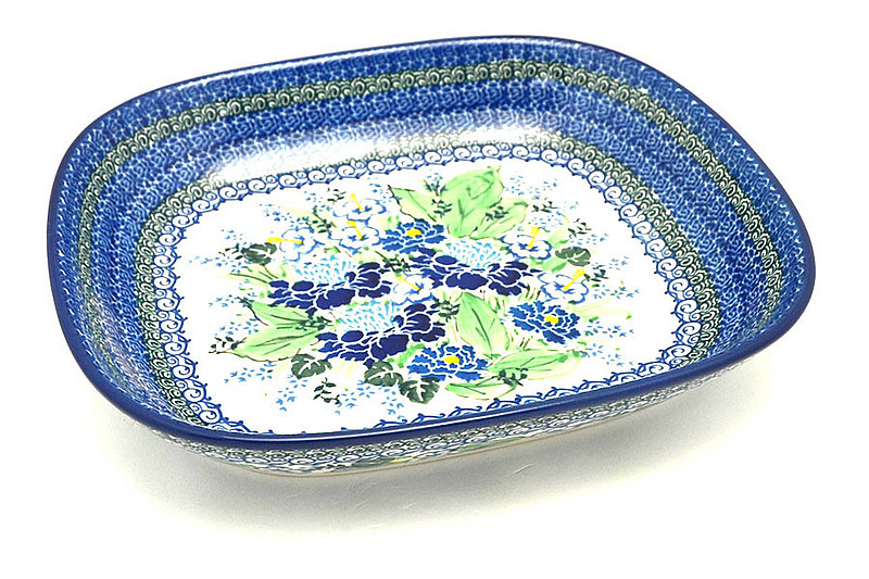 1 1/4"H x 8 3/4"W x 10 1/4"L
 Polish Pottery Baker - Shallow Rectangular - Medium - Unikat Signature - U5138 158-U5138 (1 1/4"H x 8 3/4"W x 10 1/4"L
)