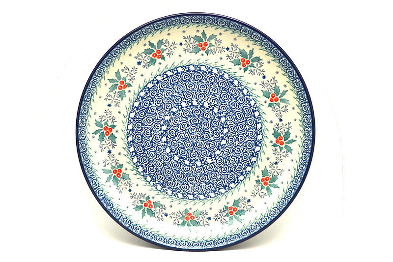 1 1/4""H x 9 1/2"W
 Polish Pottery Plate - 9 1/2" Luncheon - Winter Holly 302-2973a (1 1/4""H x 9 1/2"W
)