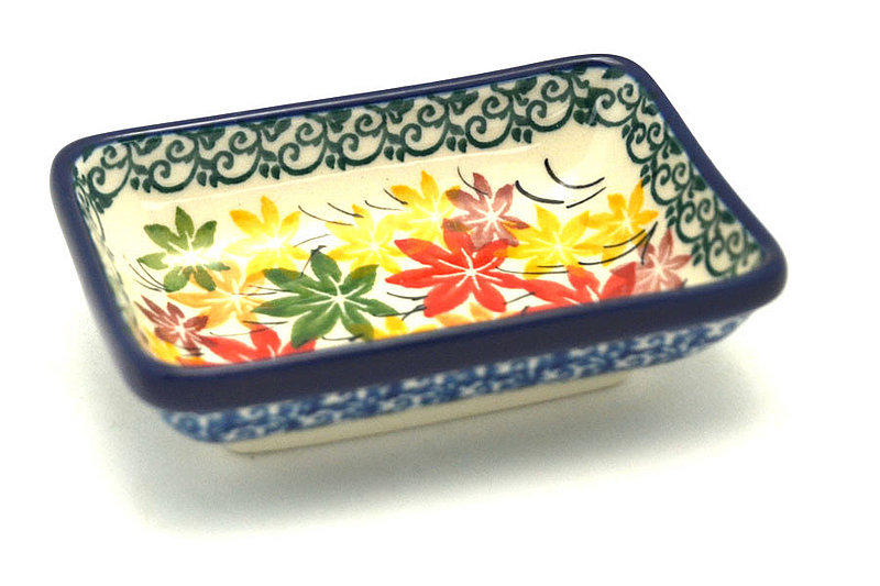 1 1/8"H x 2 1/2"W x 3 3/4"L
 Polish Pottery Dish - Rectangular Food Prep - Maple Harvest C20-2533a (1 1/8"H x 2 1/2"W x 3 3/4"L
)