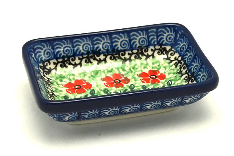 1 1/8"H x 2 1/2"W x 3 3/4"L
 Polish Pottery Dish - Rectangular Food Prep - Maraschino C20-1916a (1 1/8"H x 2 1/2"W x 3 3/4"L
)