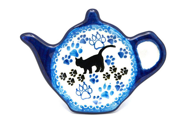 1/2"H x 3 1/4"W x 4 1/2"L
 Polish Pottery Tea Bag Holder - Boo Boo Kitty 766-1771a (1/2"H x 3 1/4"W x 4 1/2"L
)