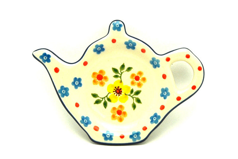 1/2"H x 3 1/4"W x 4 1/2"L
 Polish Pottery Tea Bag Holder - Buttercup 766-2225a (1/2"H x 3 1/4"W x 4 1/2"L
)