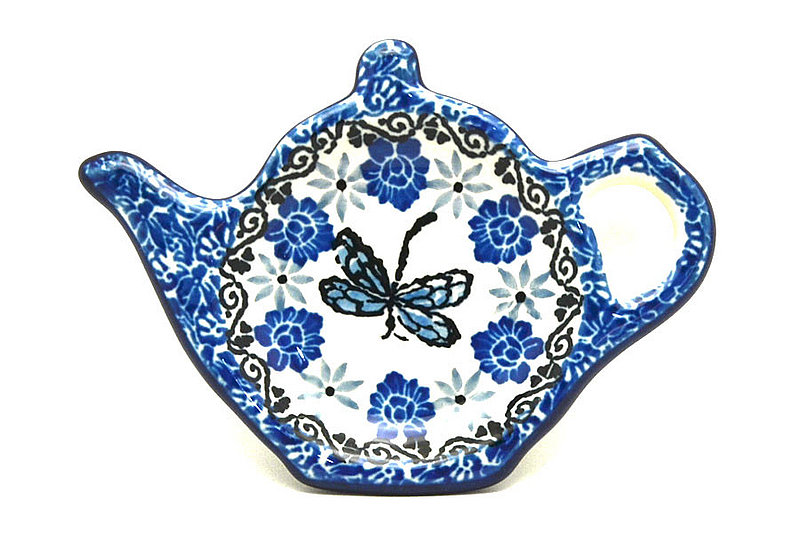 1/2"H x 3 1/4"W x 4 1/2"L
 Polish Pottery Tea Bag Holder - Dragonfly 766-2009a (1/2"H x 3 1/4"W x 4 1/2"L
)