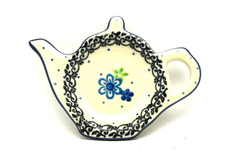 1/2"H x 3 1/4"W x 4 1/2"L
 Polish Pottery Tea Bag Holder - Flower Works 766-2633a (1/2"H x 3 1/4"W x 4 1/2"L
)