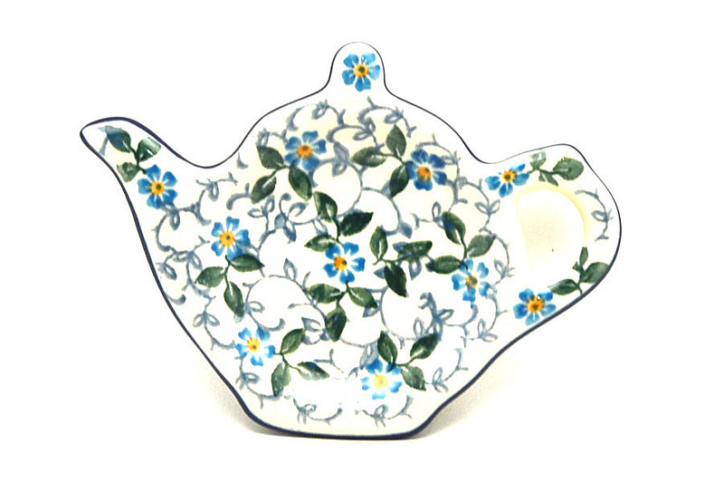 1/2"H x 3 1/4"W x 4 1/2"L
 Polish Pottery Tea Bag Holder - Forget-Me-Knot 766-2089a (1/2"H x 3 1/4"W x 4 1/2"L
)