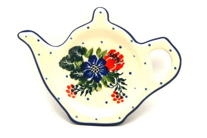 1/2"H x 3 1/4"W x 4 1/2"L
 Polish Pottery Tea Bag Holder - Garden Party 766-1535a (1/2"H x 3 1/4"W x 4 1/2"L
)