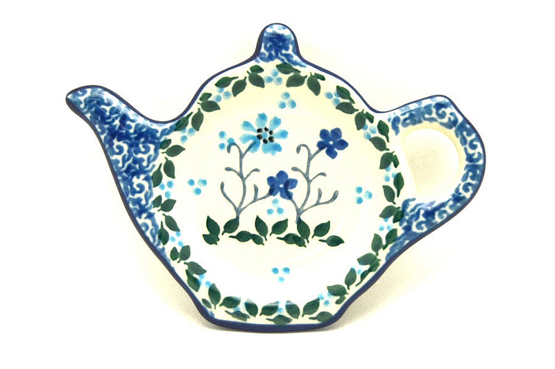 1/2"H x 3 1/4"W x 4 1/2"L
 Polish Pottery Tea Bag Holder - Georgia Blue 766-2785a (1/2"H x 3 1/4"W x 4 1/2"L
)