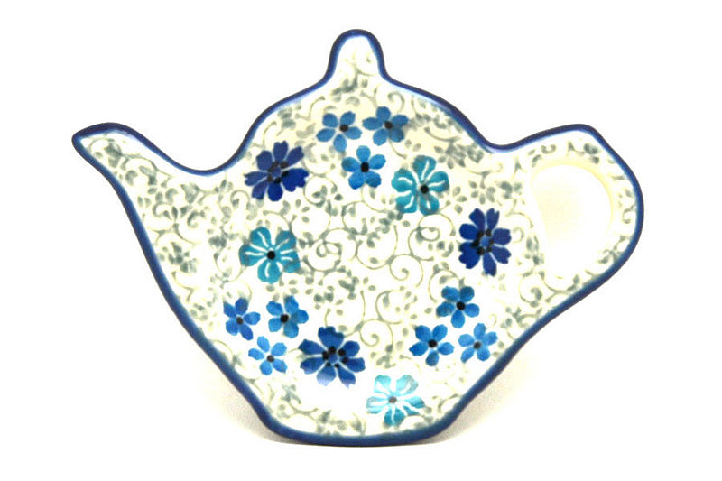 1/2"H x 3 1/4"W x 4 1/2"L
 Polish Pottery Tea Bag Holder - Sea Blossom 766-2612a (1/2"H x 3 1/4"W x 4 1/2"L
)