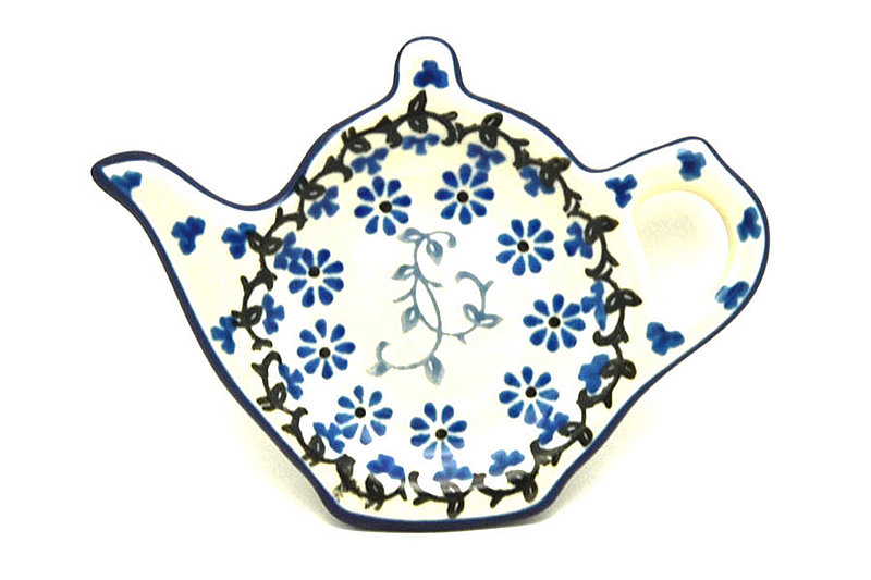 1/2"H x 3 1/4"W x 4 1/2"L
 Polish Pottery Tea Bag Holder - Silver Lace 766-2158a (1/2"H x 3 1/4"W x 4 1/2"L
)