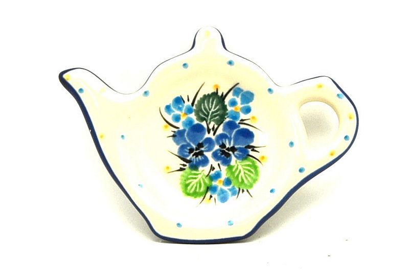 1/2"H x 3 1/4"W x 4 1/2"L
 Polish Pottery Tea Bag Holder - Spring Viola 766-2339a (1/2"H x 3 1/4"W x 4 1/2"L
)