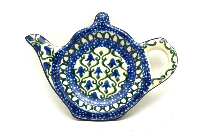 1/2"H x 3 1/4"W x 4 1/2"L
 Polish Pottery Tea Bag Holder - Tulip Trellis 766-0585a (1/2"H x 3 1/4"W x 4 1/2"L
)