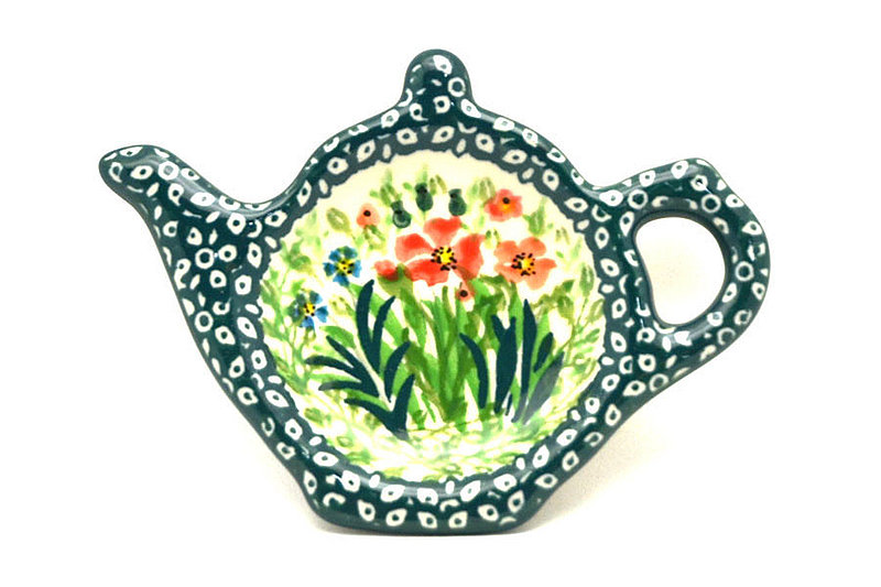 1/2"H x 3 1/4"W x 4 1/2"L
 Polish Pottery Tea Bag Holder - Unikat Signature - U4335 766-U4335 (1/2"H x 3 1/4"W x 4 1/2"L
)