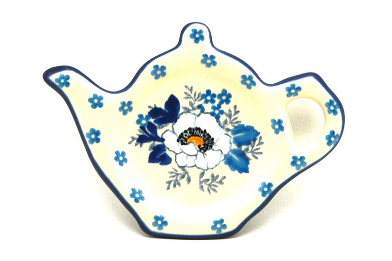 1/2"H x 3 1/4"W x 4 1/2"L
 Polish Pottery Tea Bag Holder - White Poppy 766-2222a (1/2"H x 3 1/4"W x 4 1/2"L
)