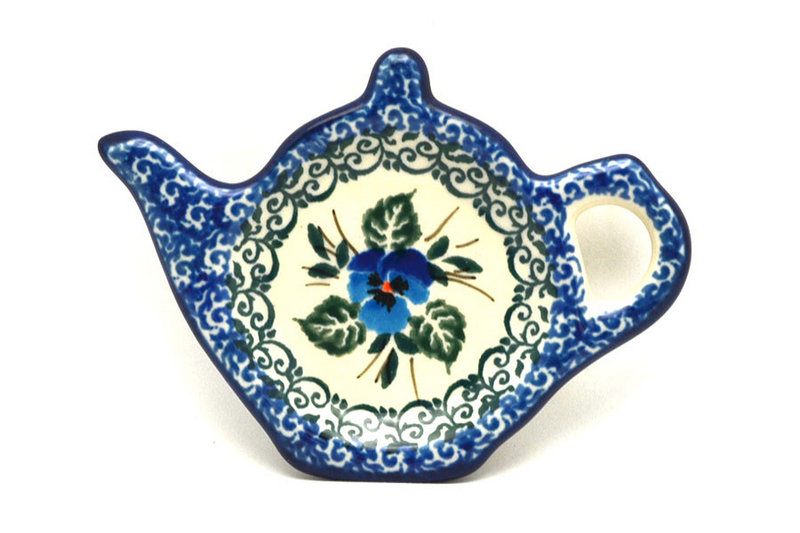 1/2"H x 3 1/4"W x 4 1/2"L
 Polish Pottery Tea Bag Holder - Winter Viola 766-2273a (1/2"H x 3 1/4"W x 4 1/2"L
)