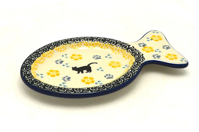 1/2"H x 3"W x 5"L
 Polish Pottery Tea Bag Holder - Fish - Purr-Snickety B47-2153a (1/2"H x 3"W x 5"L
)