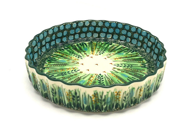 1 3/4"H x 7 3/4"W
 Polish Pottery Baker - Fluted Quiche - Small (7") - Unikat Signature - U803 910-U0803 (1 3/4"H x 7 3/4"W
)