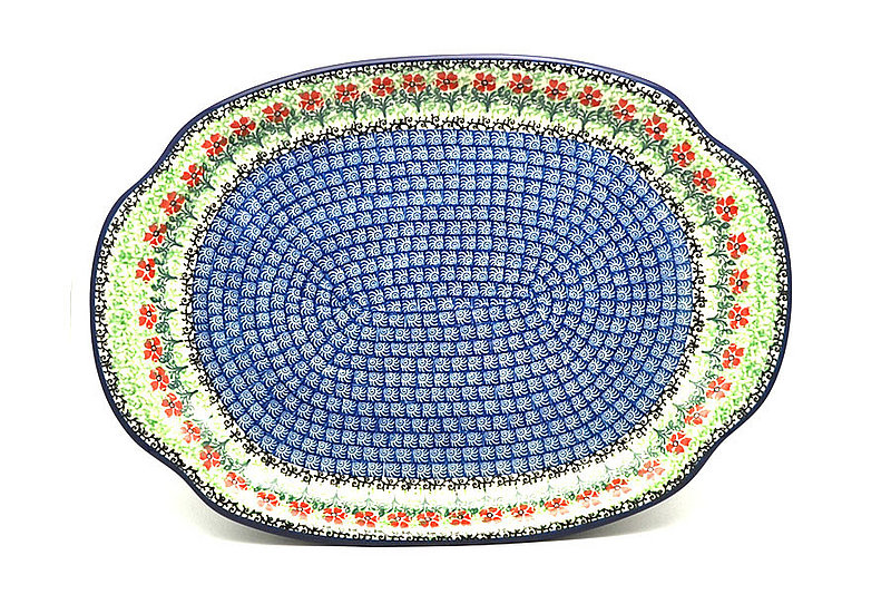 1 3/8"H x 10 3/4"W x 15 1/2"L
 Polish Pottery Platter - Oval - Maraschino 684-1916a (1 3/8"H x 10 3/4"W x 15 1/2"L
)