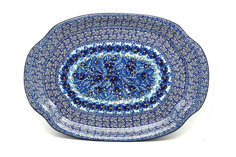 1 3/8"H x 10 3/4"W x 15 1/2"L
 Polish Pottery Platter - Oval - Unikat Signature - U3639 684-U3639 (1 3/8"H x 10 3/4"W x 15 1/2"L
)