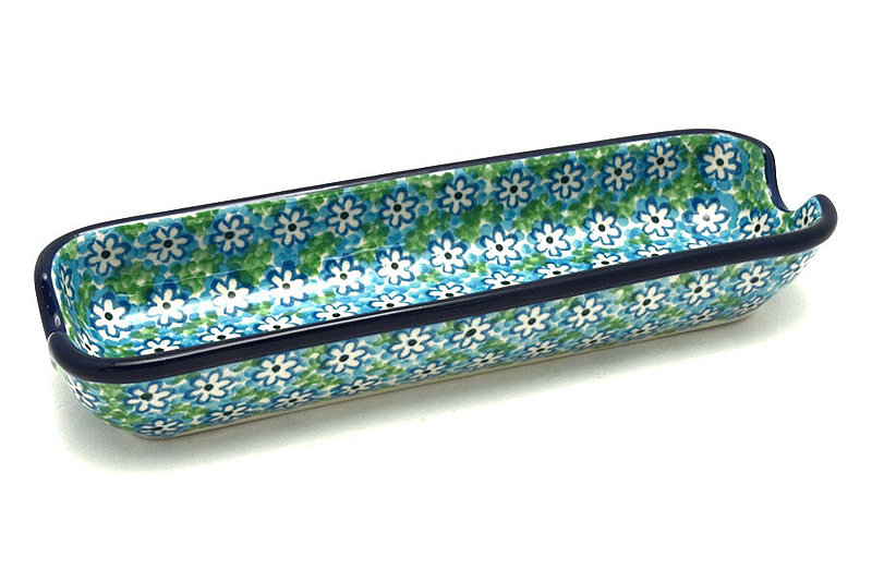 1 3/8"H x 2 3/4"W x 8 3/8"L
 Polish Pottery Corn Holder - Key Lime 397-2252a (1 3/8"H x 2 3/4"W x 8 3/8"L
)