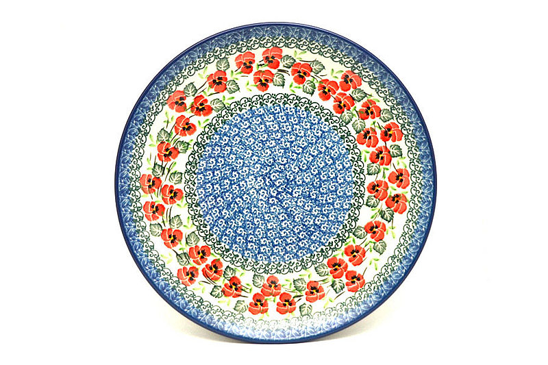 1"H x 10"W
 Polish Pottery Plate - 10" Dinner - Red Pansy 257-2538a (1"H x 10"W
)