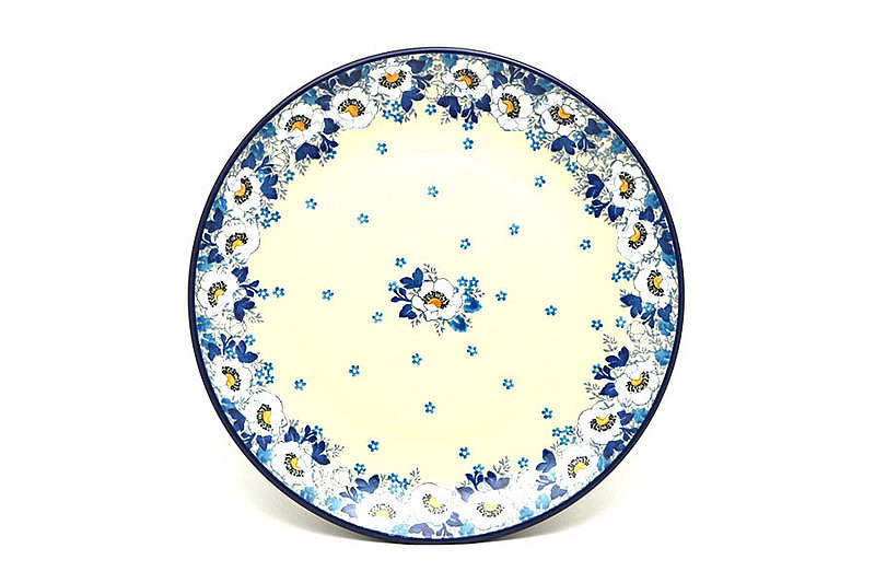 1"H x 10"W
 Polish Pottery Plate - 10" Dinner - White Poppy 257-2222a (1"H x 10"W
)