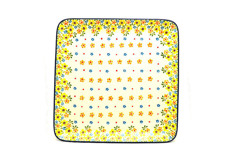 1"H x 11"W x 11"L
 Polish Pottery Platter - Square - Buttercup 583-2225a (1"H x 11"W x 11"L
)