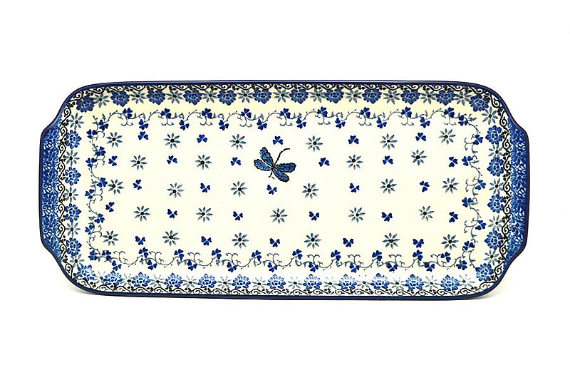 1"H x 5 1/2"W x 12 1/2"L
 Polish Pottery Tray - Appetizer - 12" - Dragonfly 410-2009a (1"H x 5 1/2"W x 12 1/2"L
)