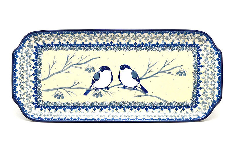 1"H x 5 1/2"W x 12 1/2"L
 Polish Pottery Tray - Appetizer - 12" - Unikat Signature U4830 410-U4830 (1"H x 5 1/2"W x 12 1/2"L
)