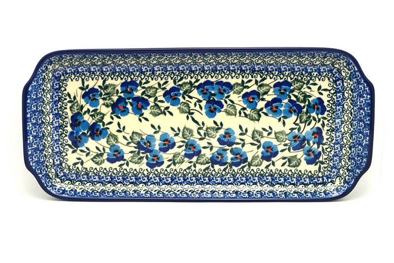 1"H x 5 1/2"W x 12 1/2"L
 Polish Pottery Tray - Appetizer - 12" - Winter Viola 410-2273a (1"H x 5 1/2"W x 12 1/2"L
)